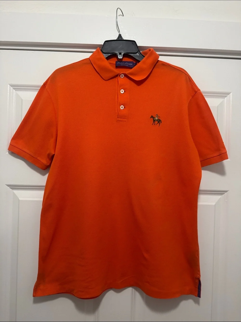 “LUXURY” Ralph Lauren Purple Label Men’s Orange Polo with Polo Player Embroidery
